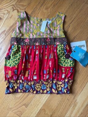 Girls' Multicolor Patchwork Cotton Top